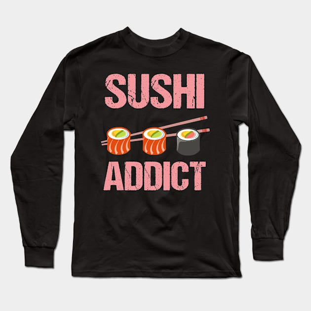Womens Sushi Gift Product Japanese Sashimi Anime Sushi Print Long Sleeve T-Shirt by Linco